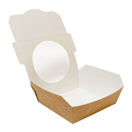 Kraft Cardboard Salad Bowl with Window 500ml (250 Units)