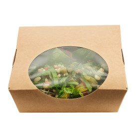 Brown Paper Salad Box With Window, For Food Packaging, Size: 500ml