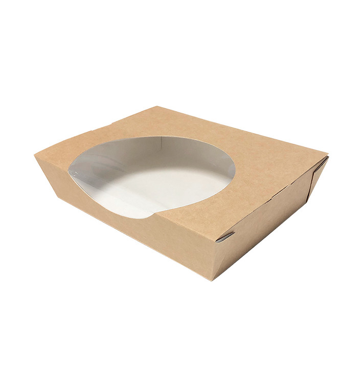 Kraft Cardboard Salad Bowl with Window 750ml (250 Units)