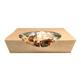 Kraft Cardboard Salad Bowl with Window 750ml (250 Units)