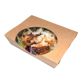 Kraft Cardboard Salad Bowl with Window 750ml (250 Units)