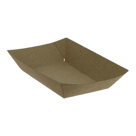 Paper Food Boat Tray Kraft-Kraft 300ml 11x7x3,5cm (25 Units) 