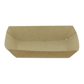 Paper Food Boat Tray Kraft-Kraft 300ml 11x7x3,5cm (25 Units) 