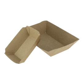 Paper Food Boat Tray Kraft-Kraft 300ml 11x7x3,5cm (25 Units) 