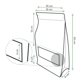 Paper StandUp Kraft with self closing and Window 12+6x20cm (1000 Units)