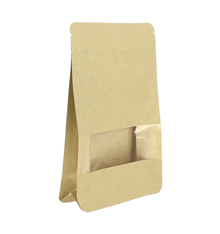 Paper StandUp Kraft with self closing and Window 12+6x20cm (1000 Units)