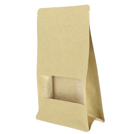 Paper StandUp Kraft with self closing and Window 12+6x20cm (1000 Units)