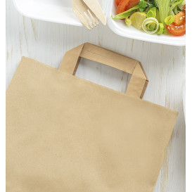 Flat Handle Kraft Paper Bags 80g/m² 32+16x35cm (50 Units)