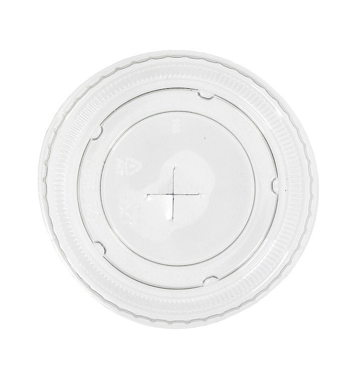 Flat Lid with Cross PET transparent Ø8,5cm (1.000 Units)