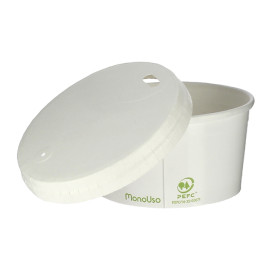 Travel Lid with White Paper Hole Ø8cm (100 Units) 