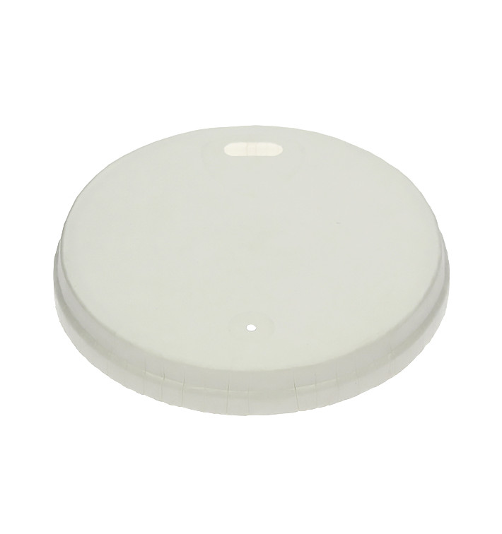 Travel Lid with White Paper Hole Ø8cm (100 Units) 