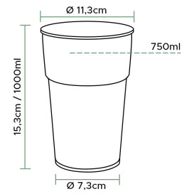 Plastic Cup PP Clear 1000ml/1L (750 Units)