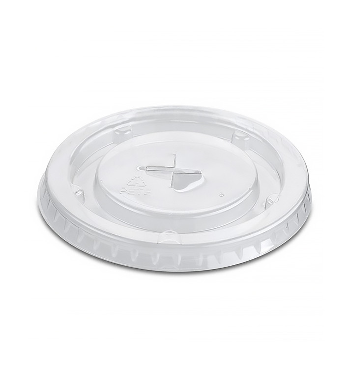 Plastic Lid with Straw Slot PP Crystal Flat Ø7,9cm (1.000 Units)