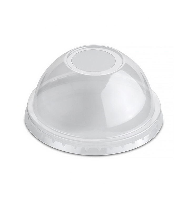 Plastic Dome Lid with Hole PP Crystal Ø7,9cm (100 Units)