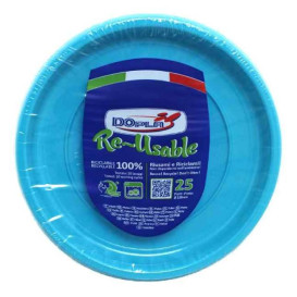 Reusable Plate Deep Economic PS Light Blue Ø20,5cm (150 Units)