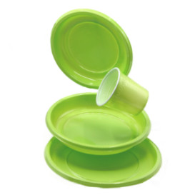 Reusable Plate Deep Economic PS Yellow Green Ø20,5cm (150 Units)