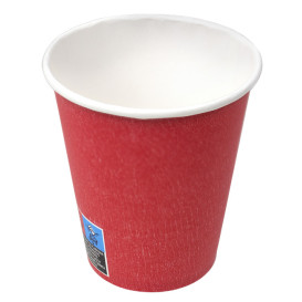 Plastic-Free Paper Cup 9 Oz/250ml "Colors" Red Ø8cm (300 Units)