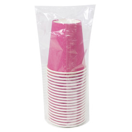 Plastic-Free Paper Cup 9 Oz/250ml "Colors" Pink Ø8cm (300 Units)