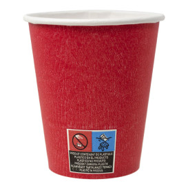 Plastic-Free Paper Cup 9 Oz/250ml "Colors" Red Ø8,0cm (20 Units)