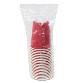 Plastic-Free Paper Cup 9 Oz/250ml "Colors" Red Ø8,0cm (300 Units)