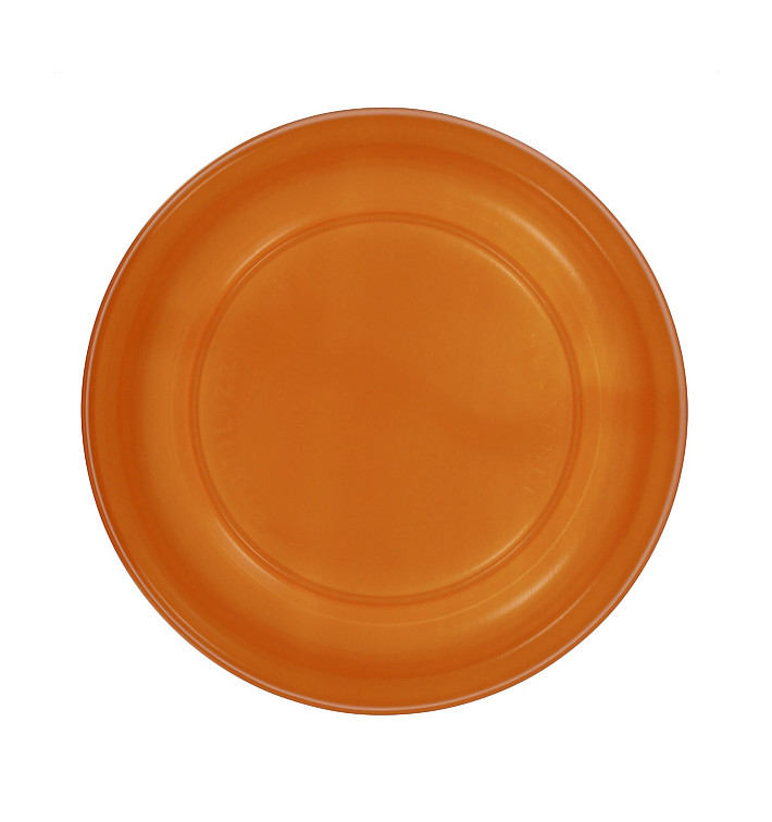 Reusable Plate Flat Economic PS Orange Ø22cm (25 Units)