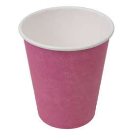 Plastic-Free Paper Cup 9 Oz/250ml "Colors" Pink Ø8,0cm (20 Units)