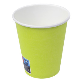 Plastic-Free Paper Cup 9 Oz/250ml "Colors" Green Ø8,0cm (300 Units)