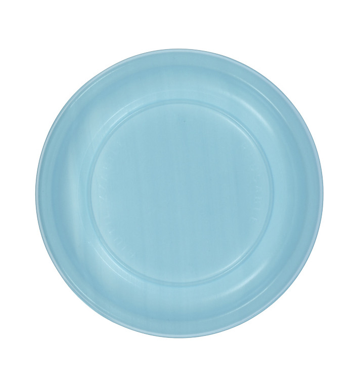 Reusable Plate Flat Economic PS Light Blue Ø17cm (300 Units)