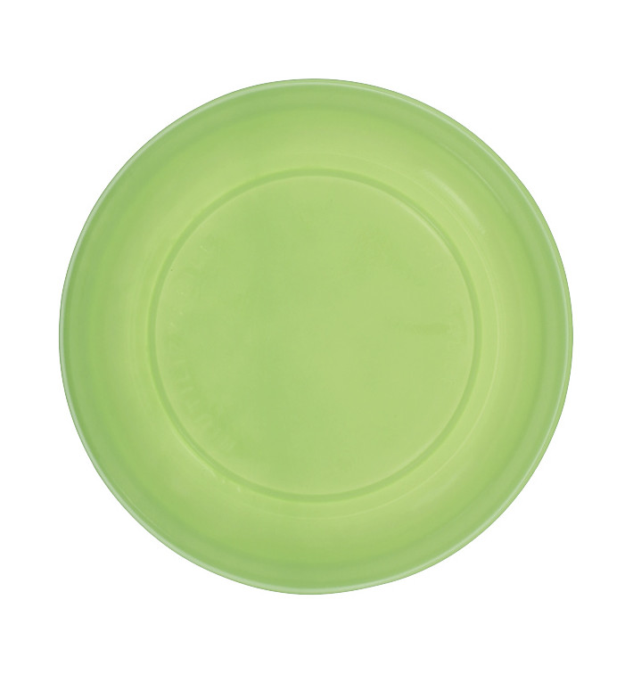 Reusable Plate Flat Economic PS Yellow Green Ø22cm (200 Units)