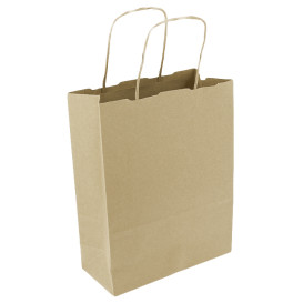 Paper Bag with Handles Kraft 100g/m² 18+8x24cm (450 Units)