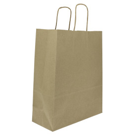 Paper Bag with Handles Kraft 100g/m² 25+11x31cm (200 Units)