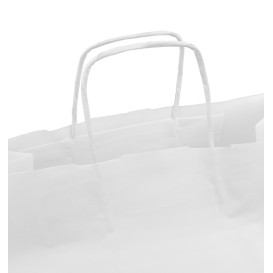 Paper Bag with Handles Kraft White 100g/m² 35+15x30cm (25 Units) 