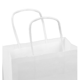 Paper Bag with Handles Kraft White 100g/m² 18+8x24cm (300 Units)