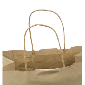 Paper Bag with Handles Kraft Brown 100g/m² 27+14x26cm (250 Units)