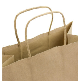 Paper Bag with Handles Kraft Brown 100g/m² 22+11x27cm (250 Units)