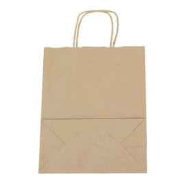 Paper Bag with Handles Kraft Brown 100g/m² 22+11x27cm (250 Units)