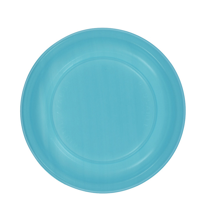 Reusable Plate Flat Economic PS Turquoise Ø22cm (25 Units)