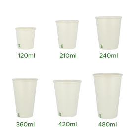 Plastic-Free Paper Cup 8 Oz/240ml White Ø8cm (50 Units)