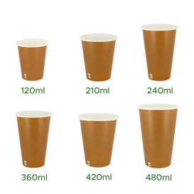 Plastic-Free Paper Cup 16 Oz/480ml "Caramel" Ø9cm (50 Units)