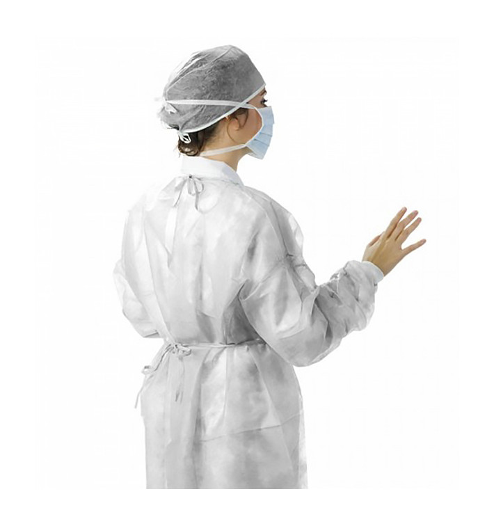 Disposable Lab Coat TST PP Tie Belt Back Closure White XL (10 Units) 