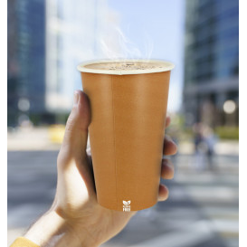 Plastic-Free Paper Cup 14 Oz/420ml "Caramel" Ø9cm (50 Units)