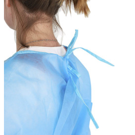 Disposable Lab Coat TST PP Back Closure Tie Belt Blue XL (100 Units)