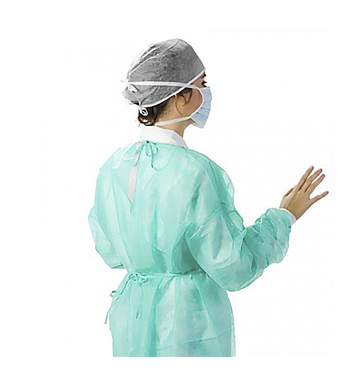 Disposable Lab Coat NonWoven Tie Belt Back Closure Green XL 16gr (10 Units) 