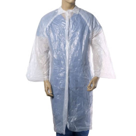 Disposable Lab Coat PE with Closure Button White (200 Units)