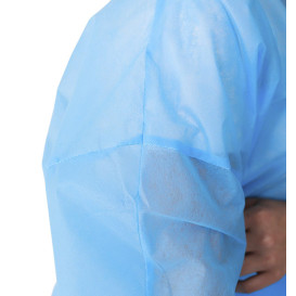 Disposable Lab Coat TST PP Back Closure Tie Belt Blue XL (100 Units)