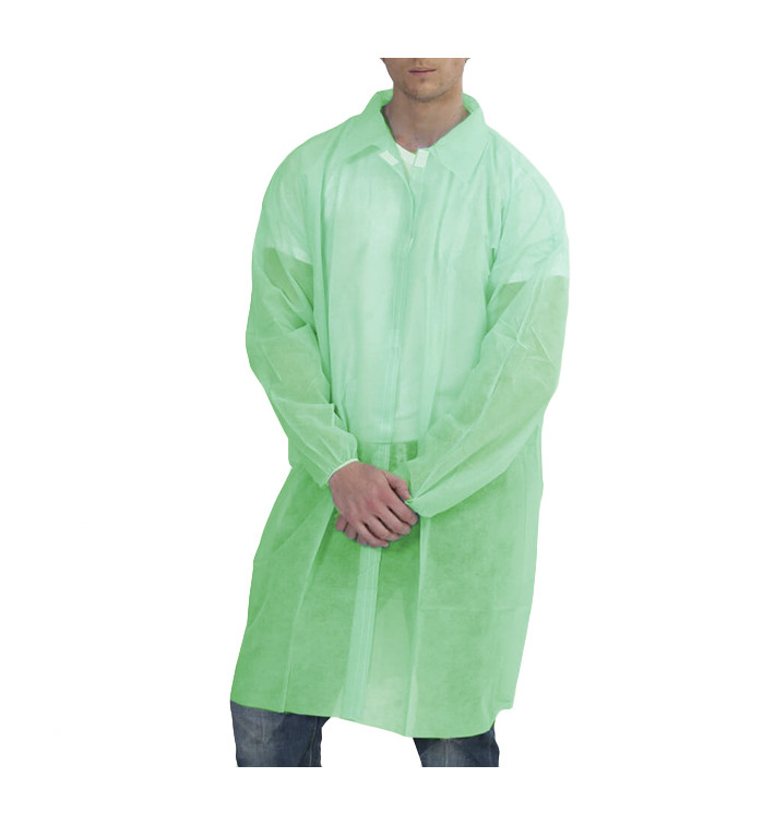 Disposable Lab Coat Visitor Guest TST PP Velcro Green XL 25gr (50 Units)