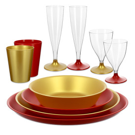 Reusable Plate Durable PP Mineral Gold Ø27,5cm (6 Units)