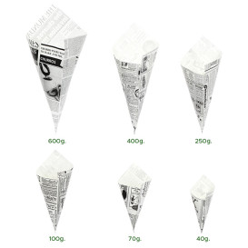 Paper Food Cone Grease-Proof "Times" 34cm 400g (250 Units)