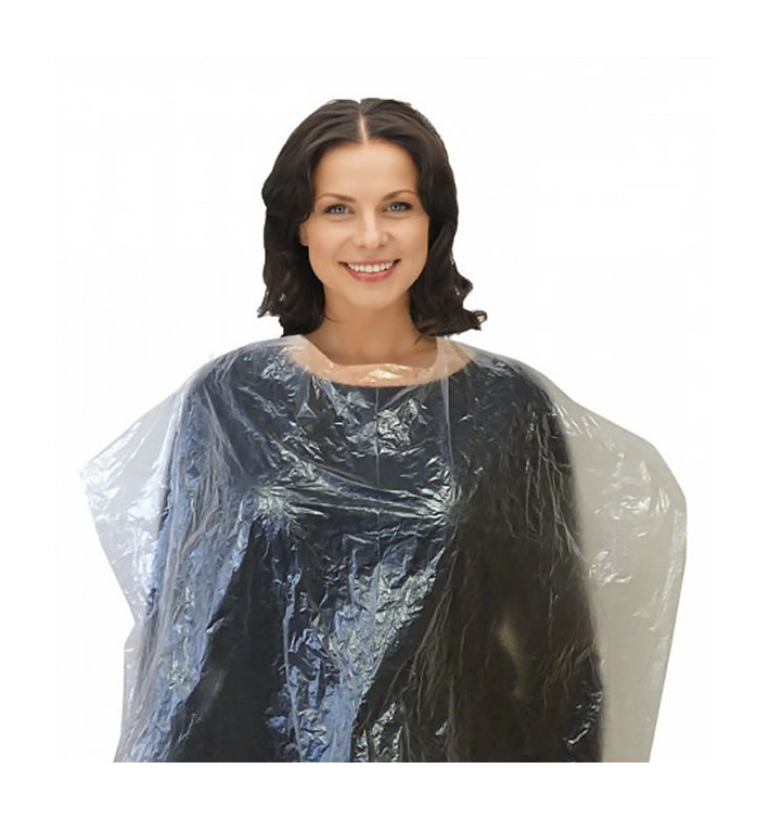 Disposable Plastic Dye Cape PE 83x110cm Clear (50 Units)