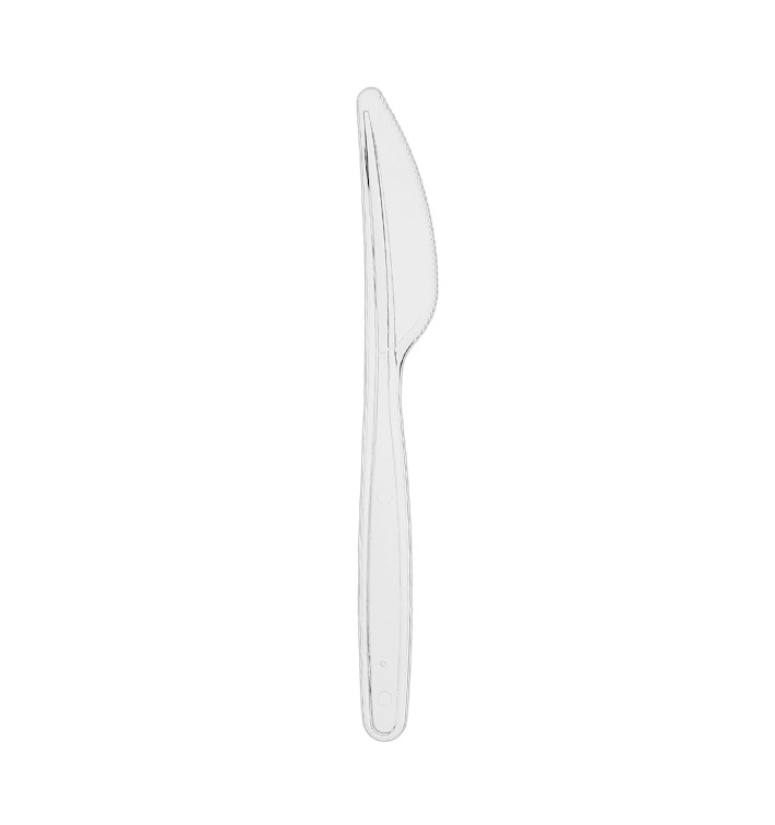 Reusable Plastic PS Knife Transparent 18cm (480 Units)